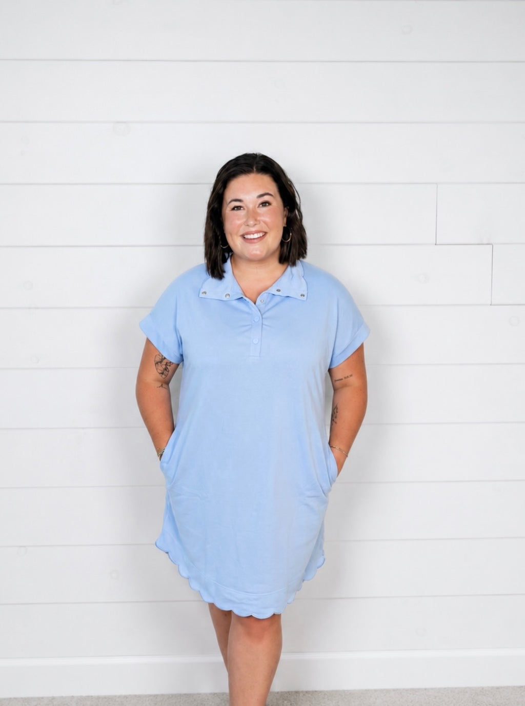 Out of the Blue Scalloped Dress