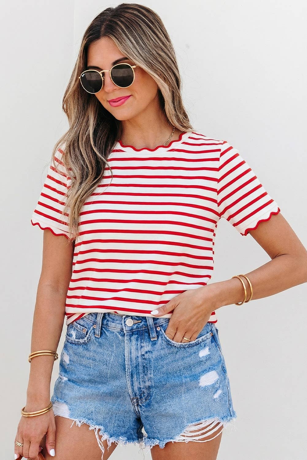 American Honey Scalloped Top