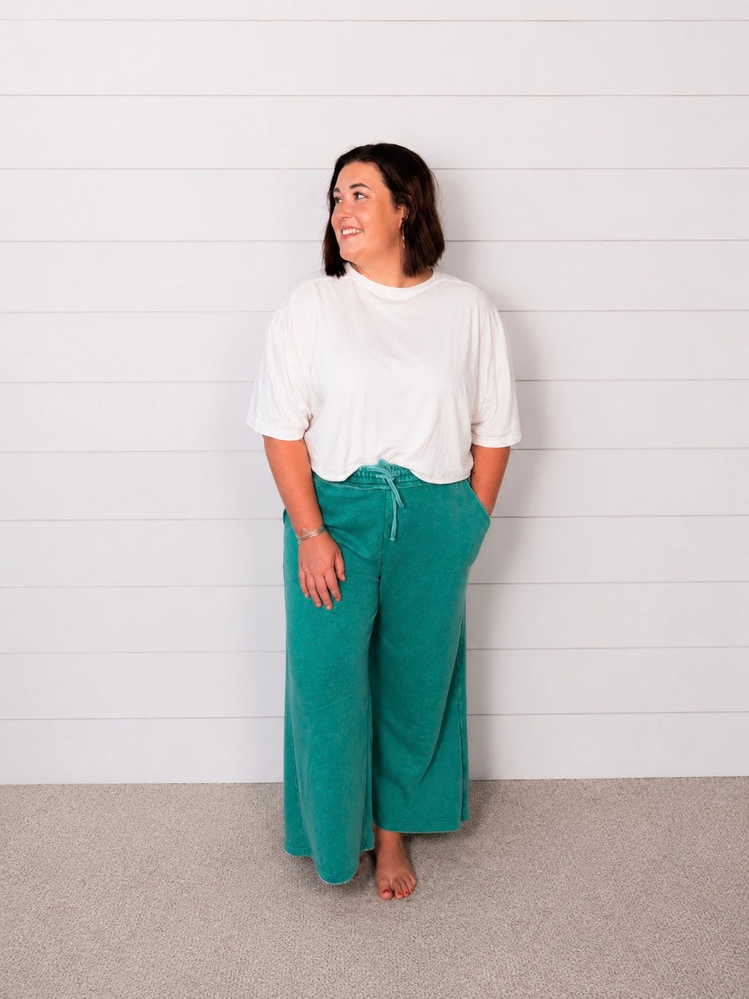 Green Acid Wash Zenana Pants