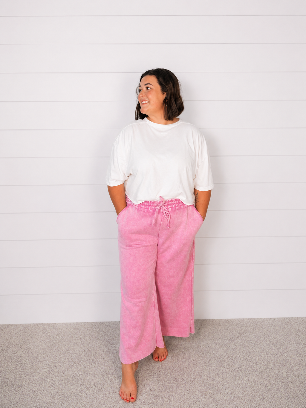 Pink Acid Wash Zenana Pants