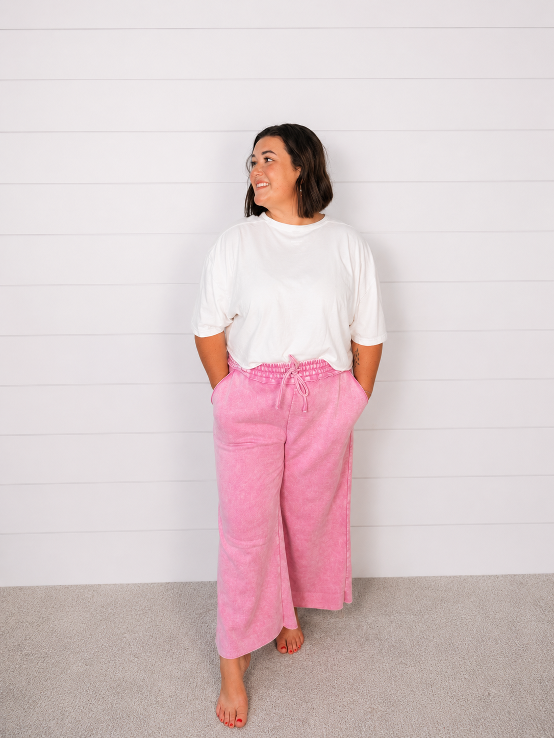 Pink Acid Wash Zenana Pants