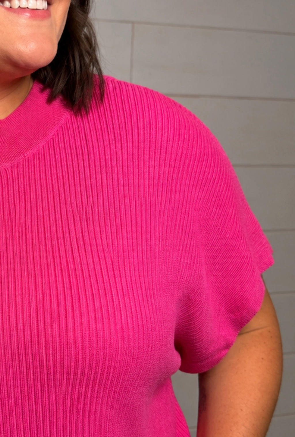 Pink Short Sleeve Sweater