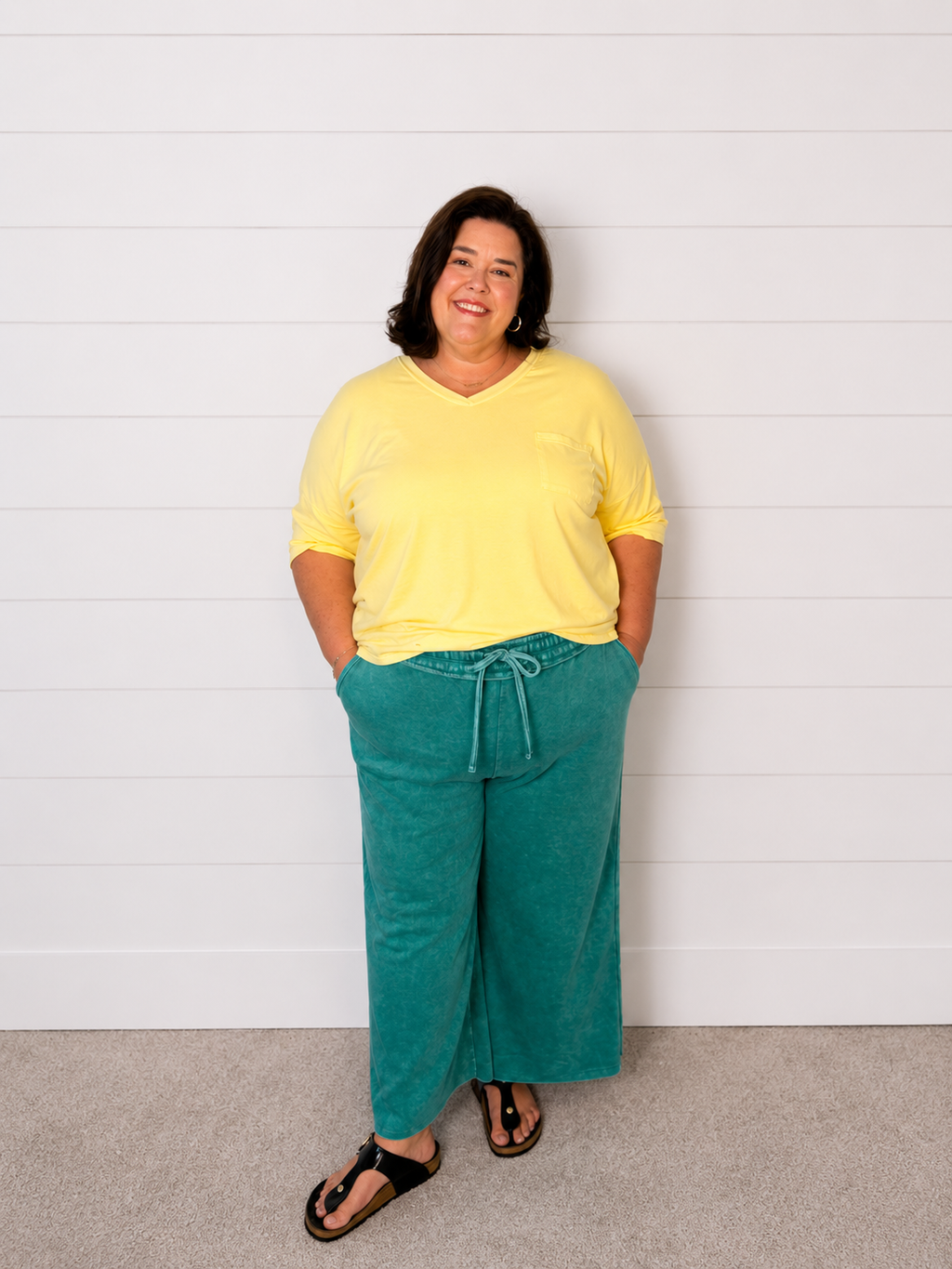 Green Acid Wash Zenana Pants