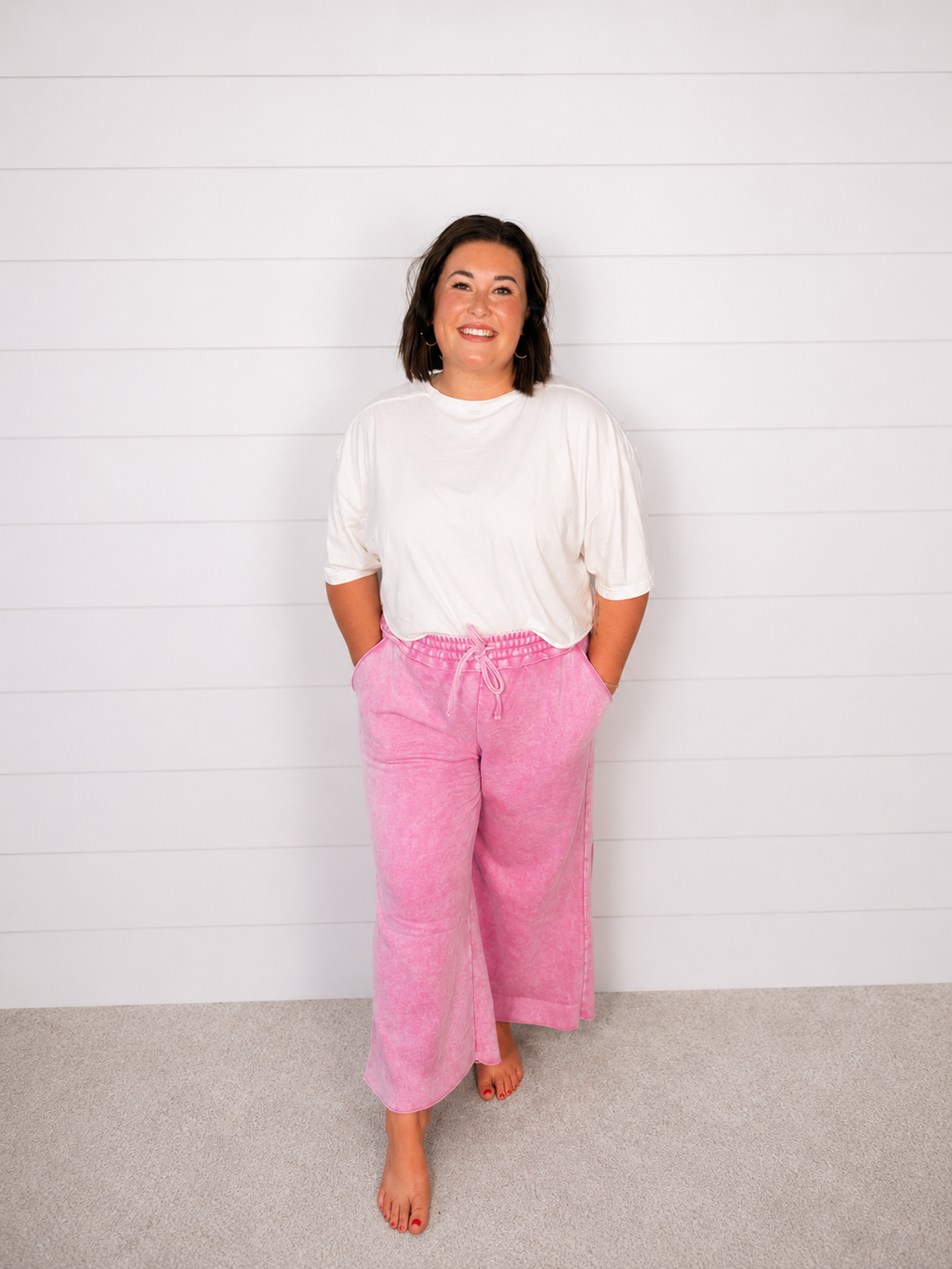 Pink Acid Wash Zenana Pants