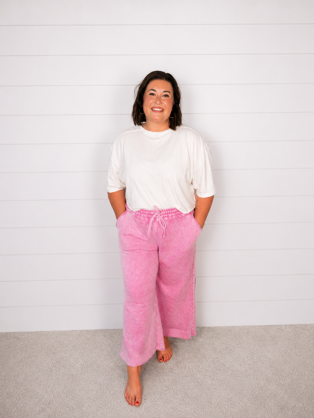 Pink Acid Wash Zenana Pants