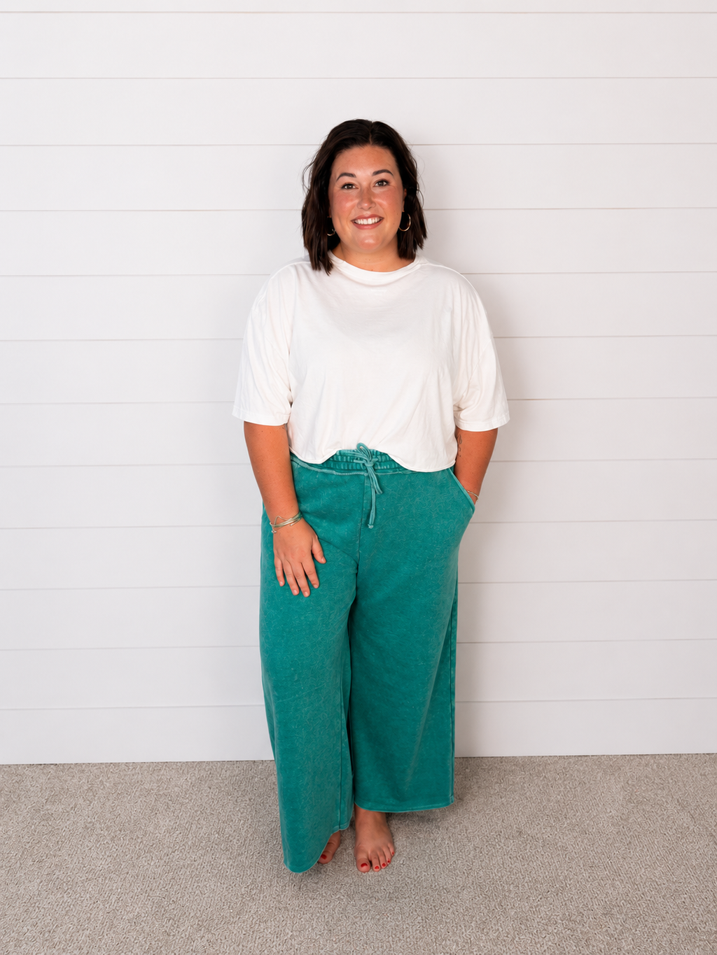 Green Acid Wash Zenana Pants