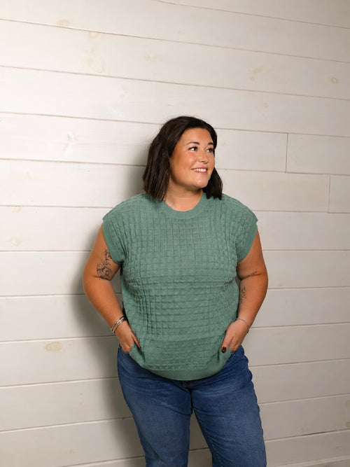 Cap Sleeve Textured Sweater