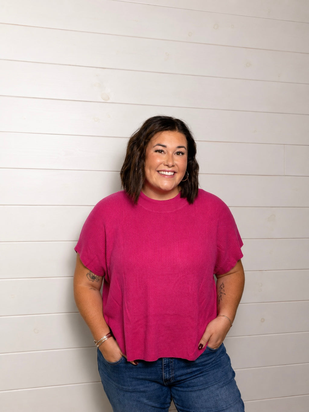 Pink Short Sleeve Sweater